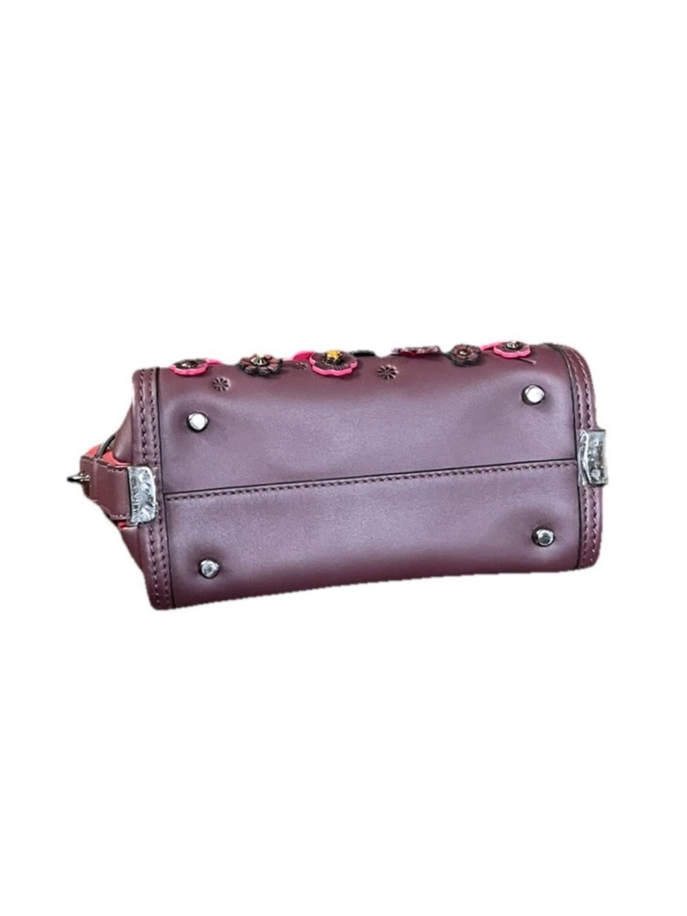 Coach 55523 Rogue 17 Tea Rose Raised Floral Applique Oxblood & Dust Bag - Picture 6 of 16